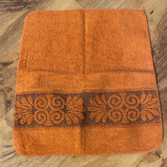 Vtg Cannon Monticello Santa Cruz Towel Cloth Set Burnt Orange Sculpted Fringe 4 - Picture 2 of 11